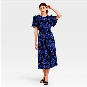 Who What Wear Ruffle Midi Shirt Dress Size Small
